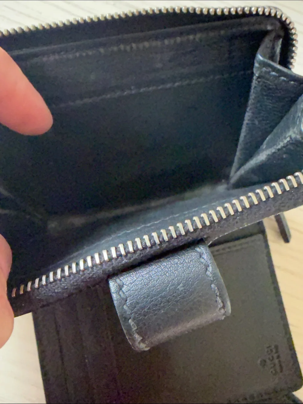 Gucci Black Leather Wallet with Silver GG Logo